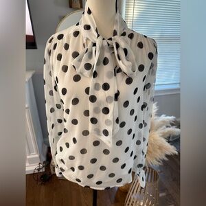 Joie Black and White Polka Dot Blouse